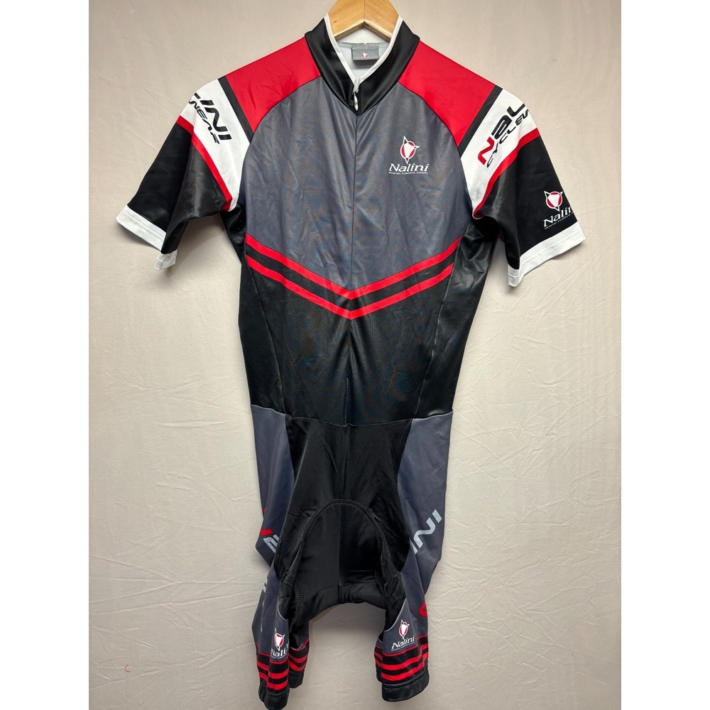 Nalini Cycling Skinsuit Mens Black Red Gray One‎ Piece Bike Race Suit Large